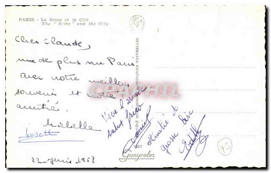 CPA Paris La Seine et la Cite Peniche  — Rückseite