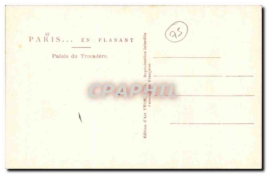 CPA Paris En Flanant Palais Du Trocadero — Rückseite