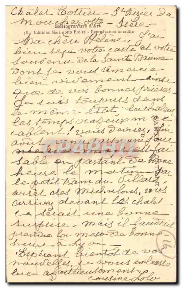 Les Grands Goulets - Le Pont et les Tunnels de la Vernaison — Héliogravure d'Art, n°58 — Verso