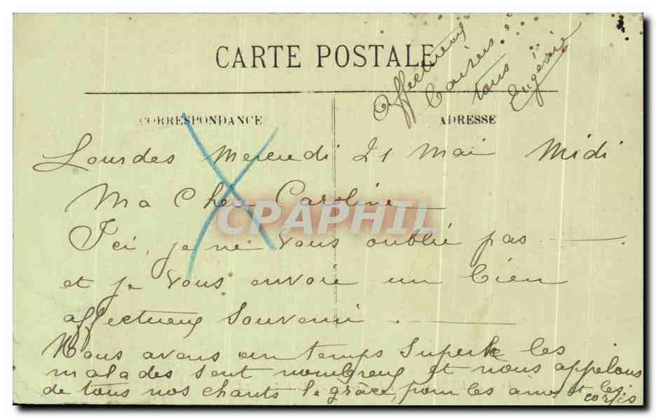 CPA Lourdes Le Rosaire Le Portail — Verso