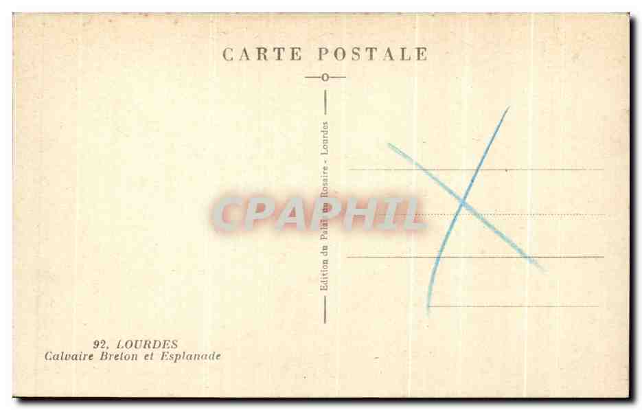 CPA Lourdes Calvaire Breton Et Esplanade — Verso