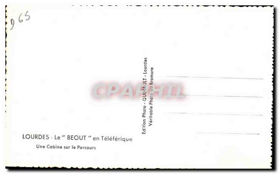 CPA Lourdes Le Beout en Teleferique Une Cabine sur le parcours  — Verso