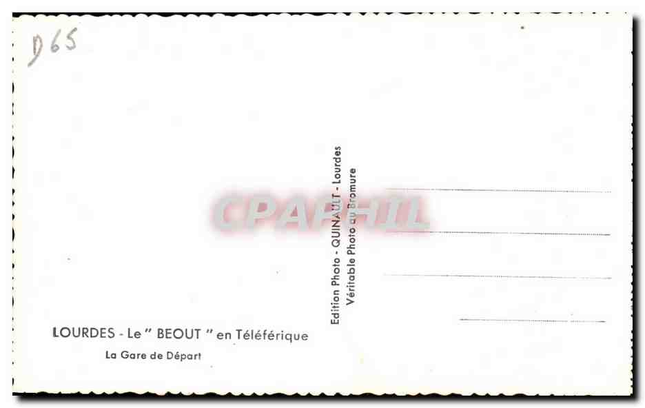 CPA Lourdes Le Beout en Teleferique La Gare de Depart — Verso