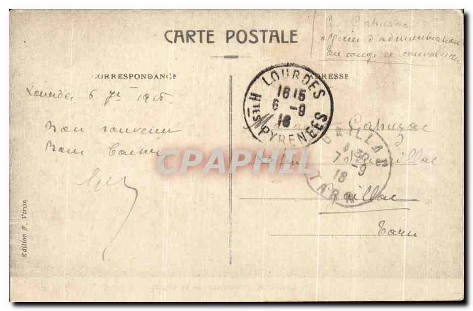 CPA Lourdes Interieur de la Crypte — Verso