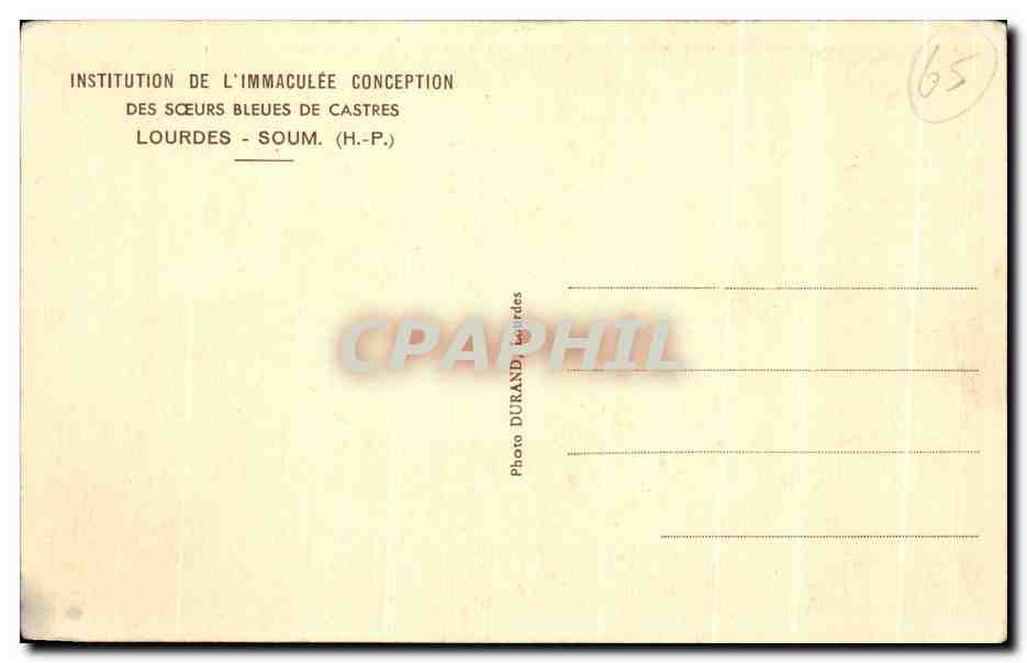 CPA Lourdes Des Soeurr Bleues de Castres  — Verso