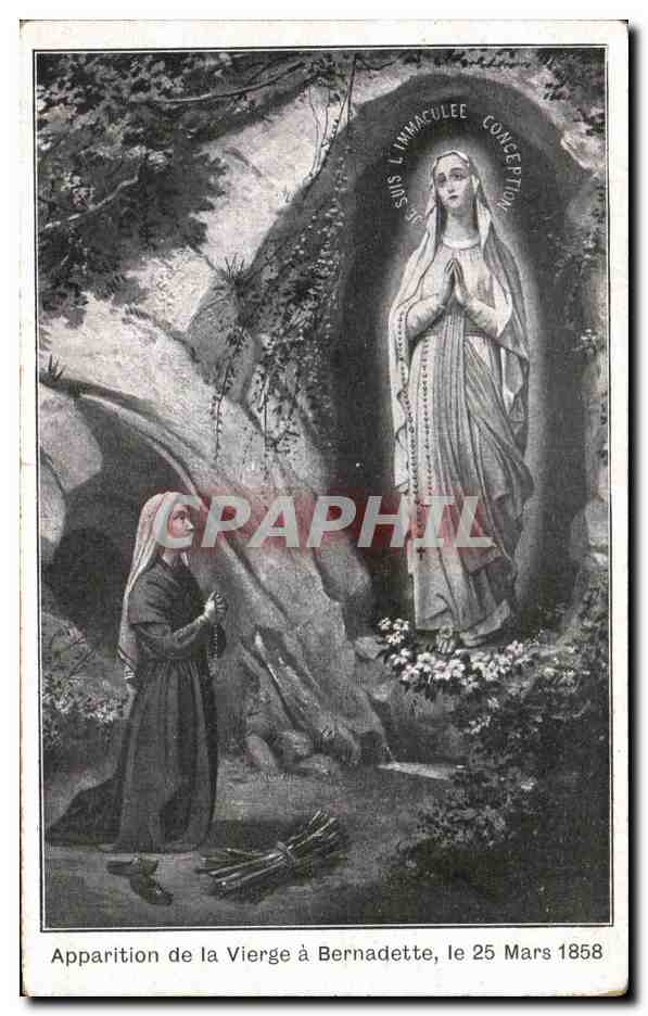 CPA Lourdes Apparition de la Vierge a Bernadette le 25 mars 1858