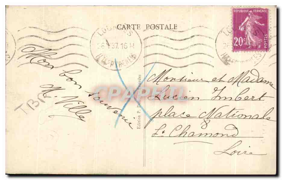 Lourdes - La Basilique — P. D. n°27 — Verso