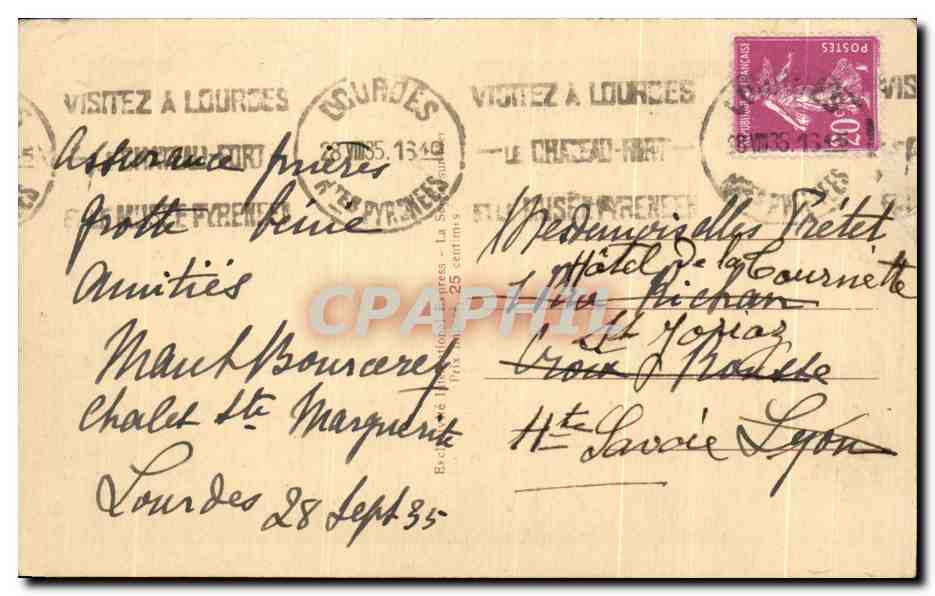 CPA Lourdes Bernadette Rentrant de Bartres a La Veille des apparitions  — Verso