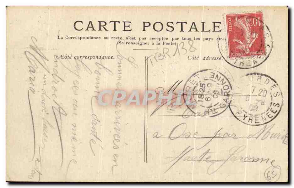 CPA Lourdes La Benedication des Malades — Verso