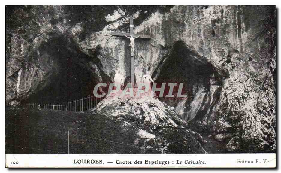 CPA Lourdes Grottes des Espeluges Le Calvaire