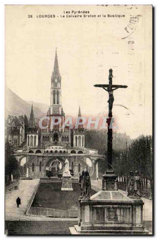 CPA Les Pyrenes Lourdes Le Calvaire Breton Et La Basilique
