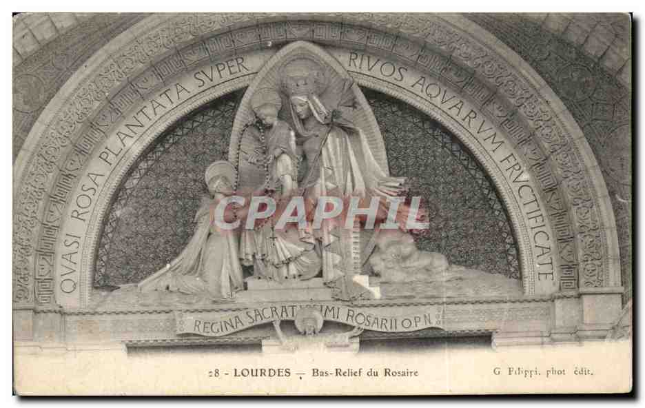 CPA Lourdes Bas Relief du Rosaire