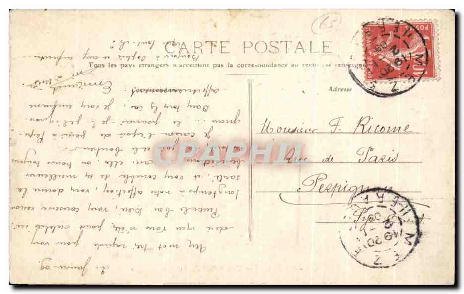 CPA Lourdes Bas Relief du Rosaire — Verso