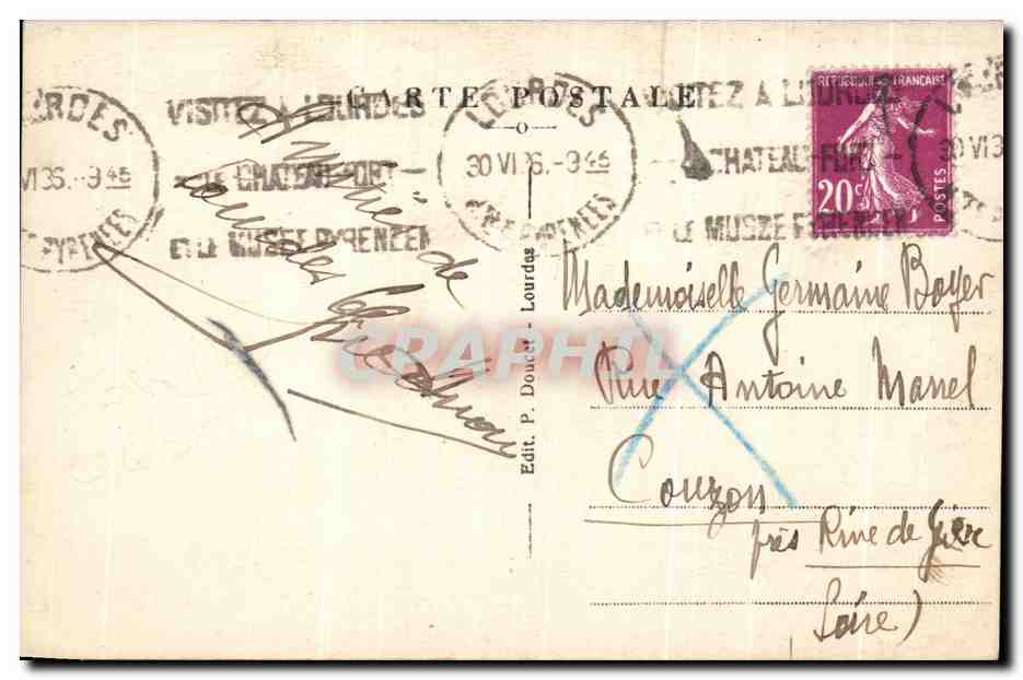 CPA Lourdes Entree du Rosaire Benediction du T S Sacremenl — Verso