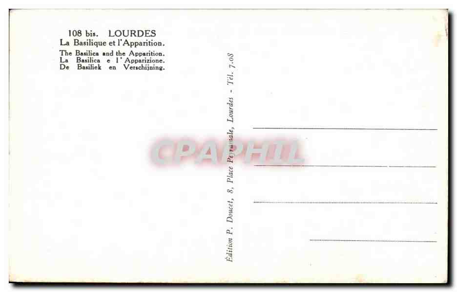 CPA Lourdes La Basilique et l'Apparition Moutons — Verso