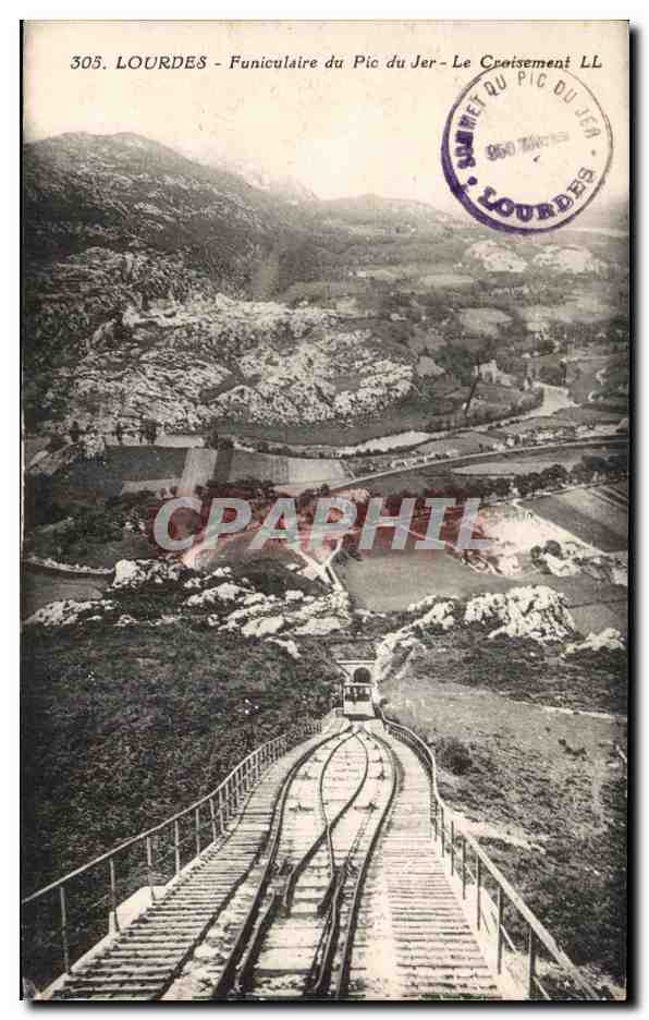 CPA Lourdes Funiculaire du Pic du Jer Le Croisement 