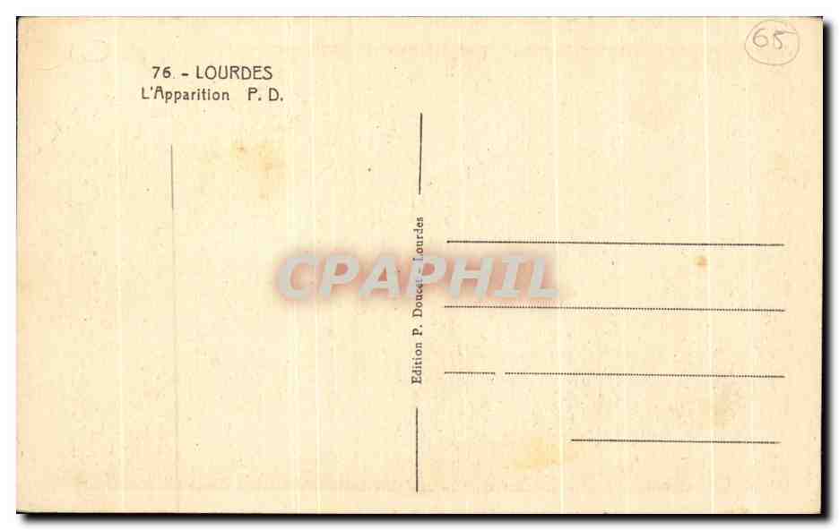 CPA Lourdes A'Apparition  — Verso