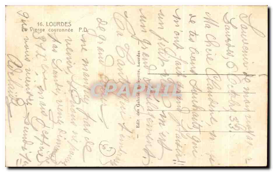 CPA Lourdes Vierge Couronnee — Verso