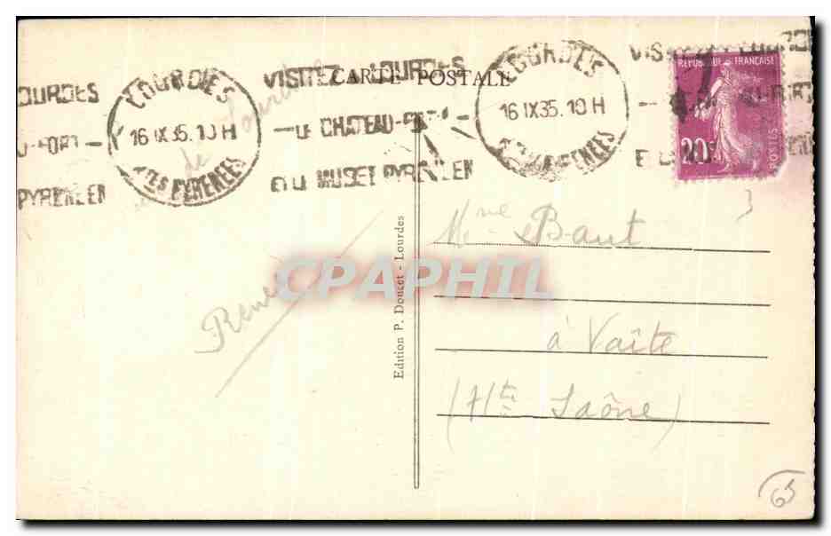 CPA Souvenir Notre Dame de Lourdes  — Verso