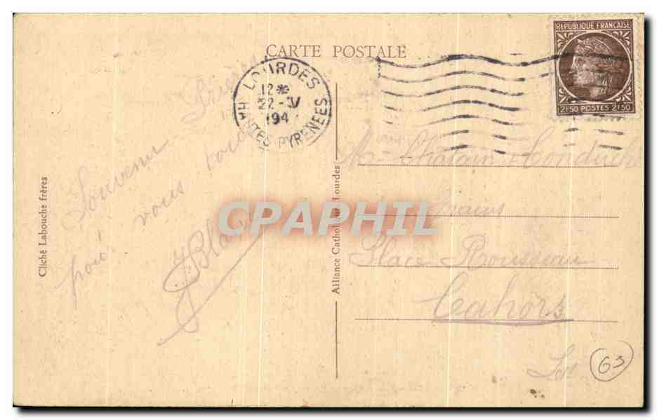 CPA Lourdes La Orotte Et La Basilique — Verso