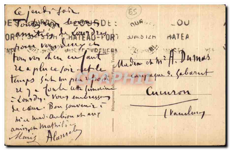 CPA Lourdes Interieur De La Grotte Miraculeuse — Verso