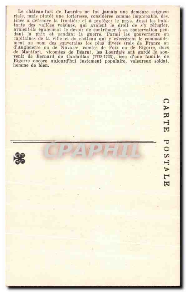 CPA Histoire Epis Un Vieux Lourdes Gouverneur Populaire Bernard De Cardaillac  — Verso