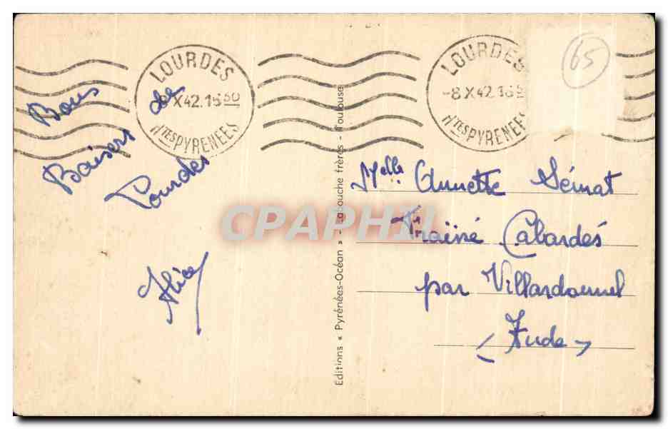 CPA De Lourdes Mes voeux mes Souhaits Hirondelles — Verso