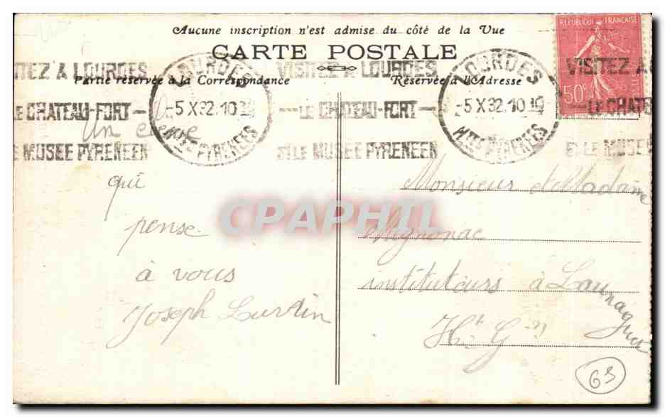 CPA Lourdes La maison patenelle de la Bienheureuse Bernadette Soubirous — Verso