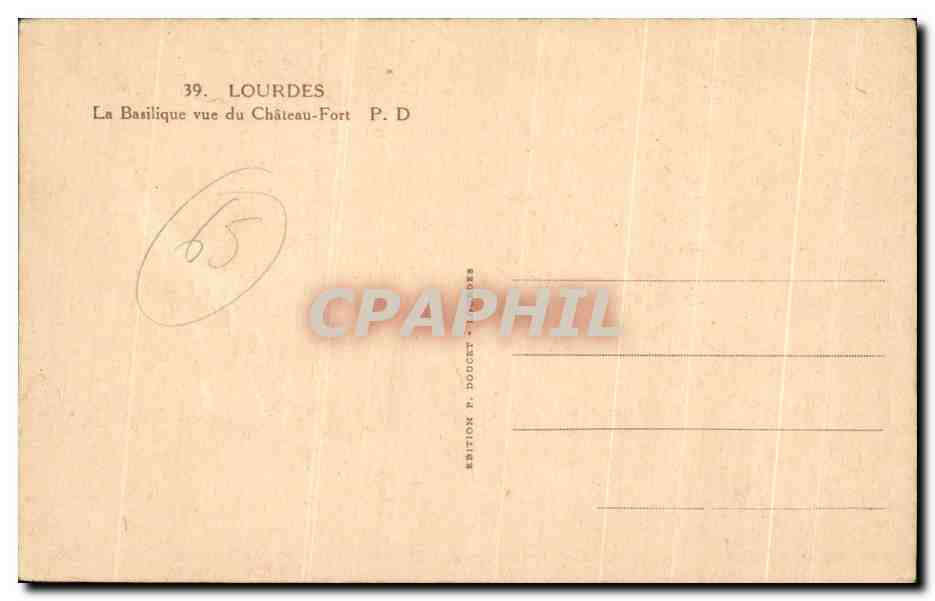 CPA Lourdes La Basilique du Chateau Fort — Verso