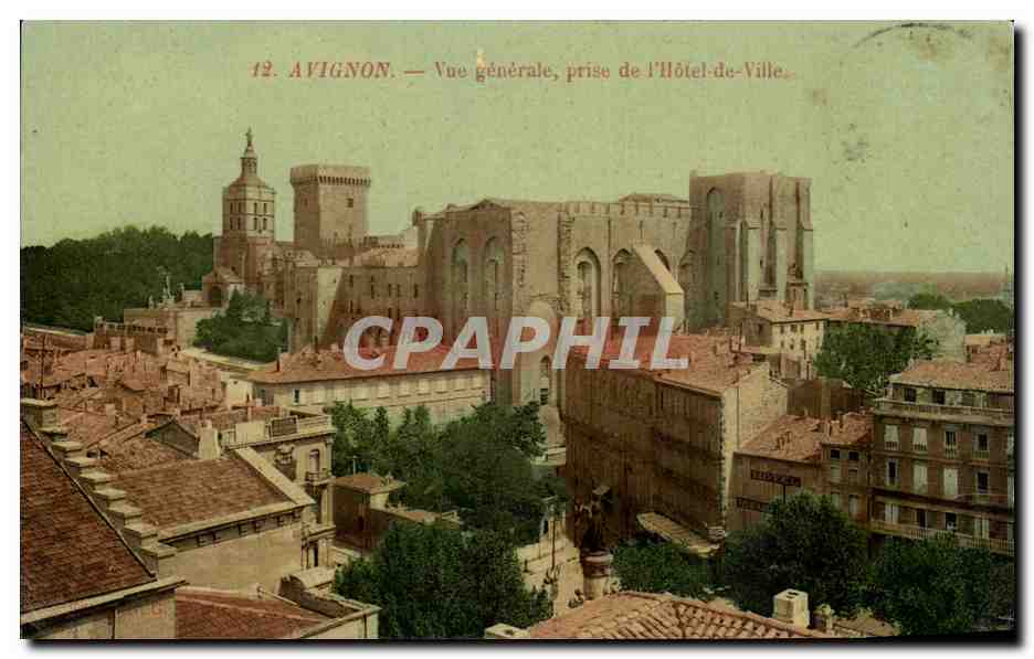 Avignon — Vue générale, prise de l'Hôtel-de-Ville — éditeur non identifié, n° de série 12
