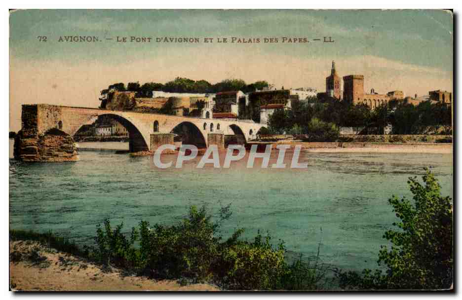 CPA Avignon Le pont D'Avignon Et Le Palais Des Papes