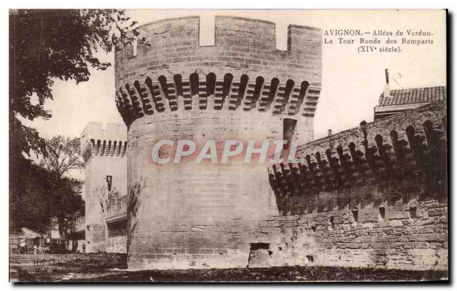 CPA Avignon Allees de Verdun La Tour Ronde des Remparts