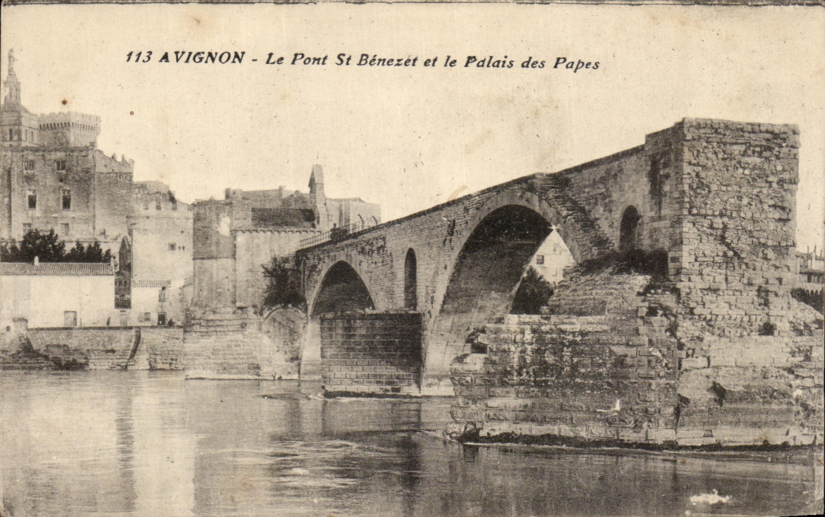 CPA Avignon Le Pont St Benezet et le Palais des Papes