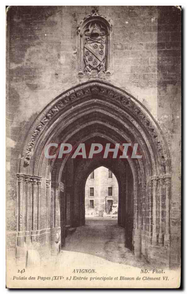 CPA Avignon Le Palais des Papes Entree Principale et Blason de Clement