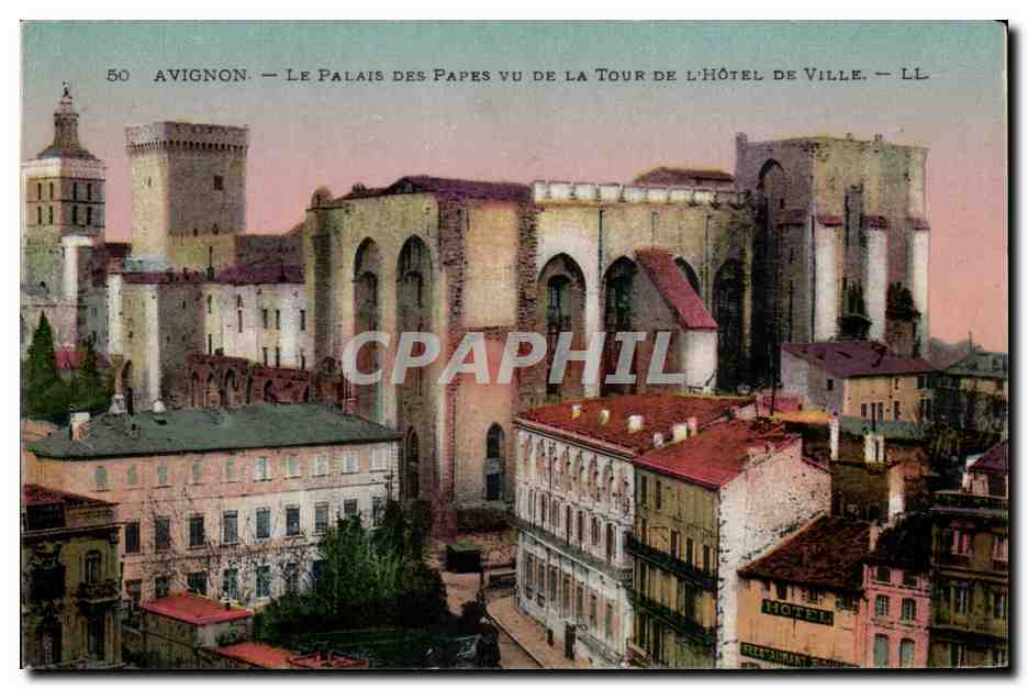 CPA Avignon Le Palais Des Papes Vu De La Tour De L'Hotel De Ville