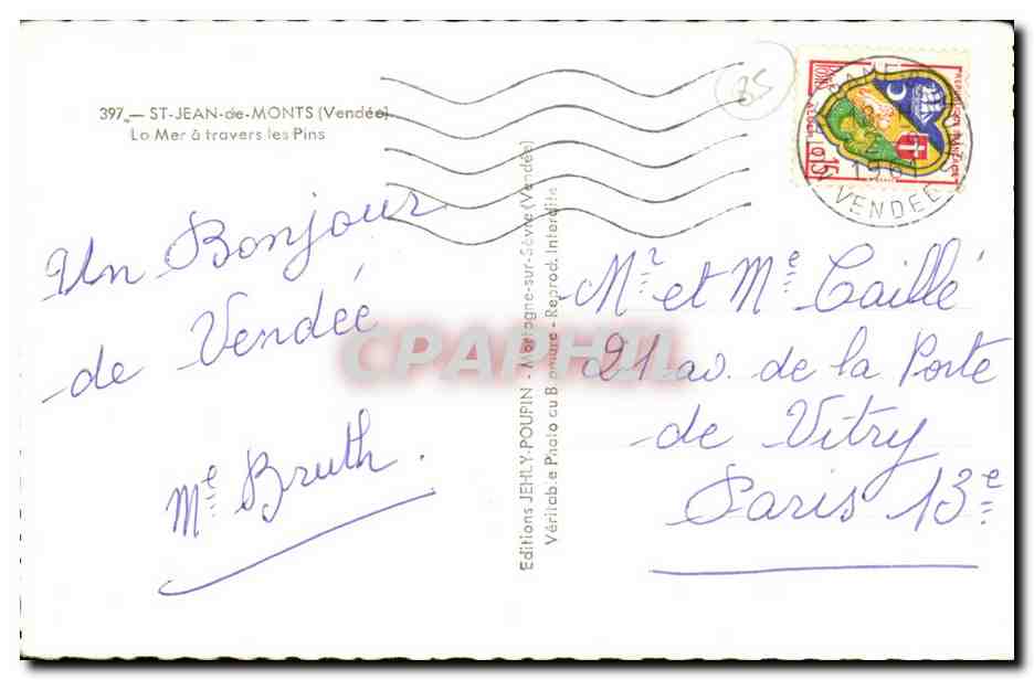 St-Jean-de-Monts (Vendée) — La Mer à travers les Pins — Éditions JEHLY-POUFIN — Reverso