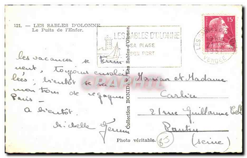 Les Sables d'Olonne — Le Puits de l'Enfer — Éditeur Bondan, n°121 — Reverso