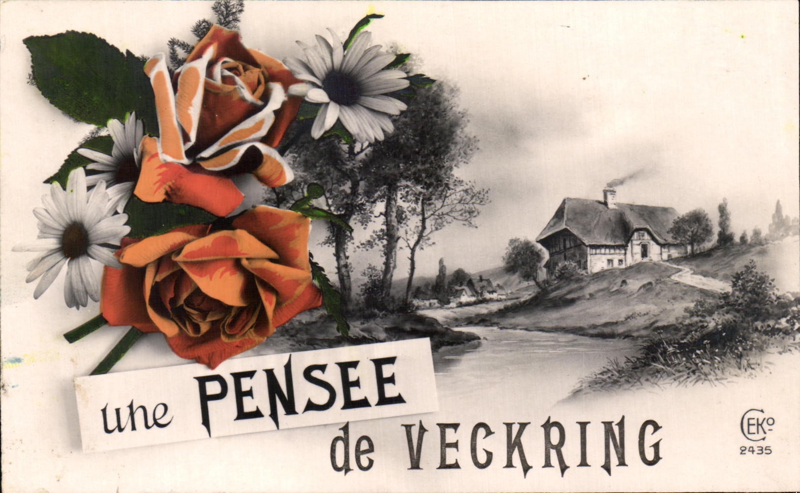 CPA Fantaisie une pensee de Veckring 