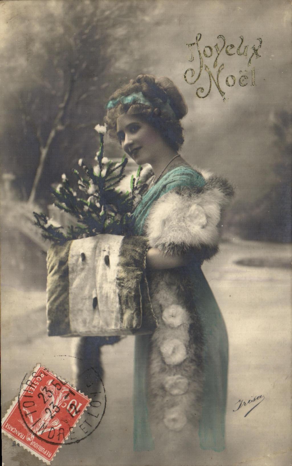 CPA Fantaisie Femme Joyeux Noel