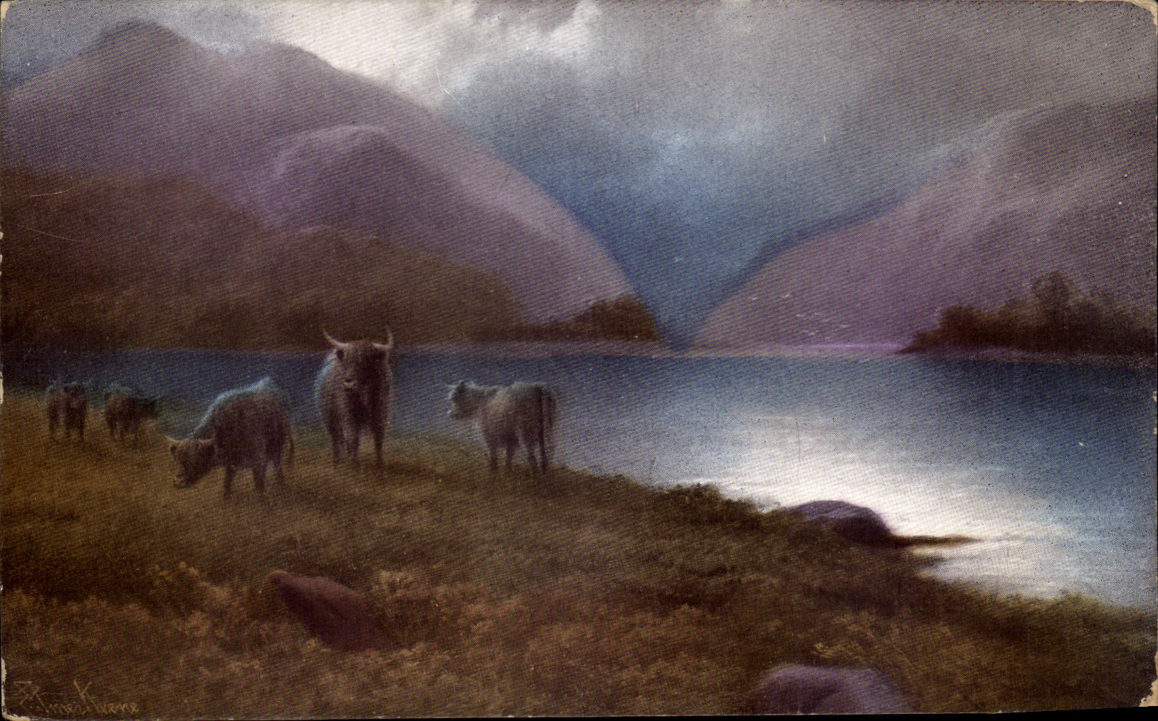 CPA Fantaisie Paysage Vaches 