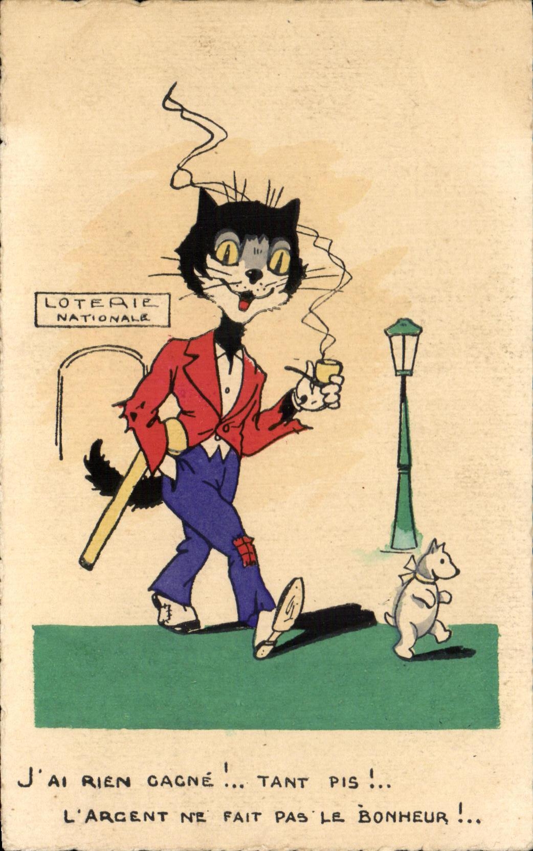 Chat et chien — publicité pour la Loterie Nationale — M. D. Paris