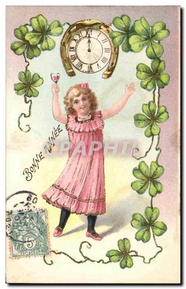 CPA Fantaisie Enfant Horloge Trefles