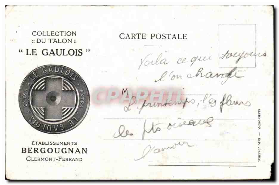 CPA La Valse en Alsace Publicite Le Talon Le Gaulois Bergougnan Clermont Ferrand  — Verso