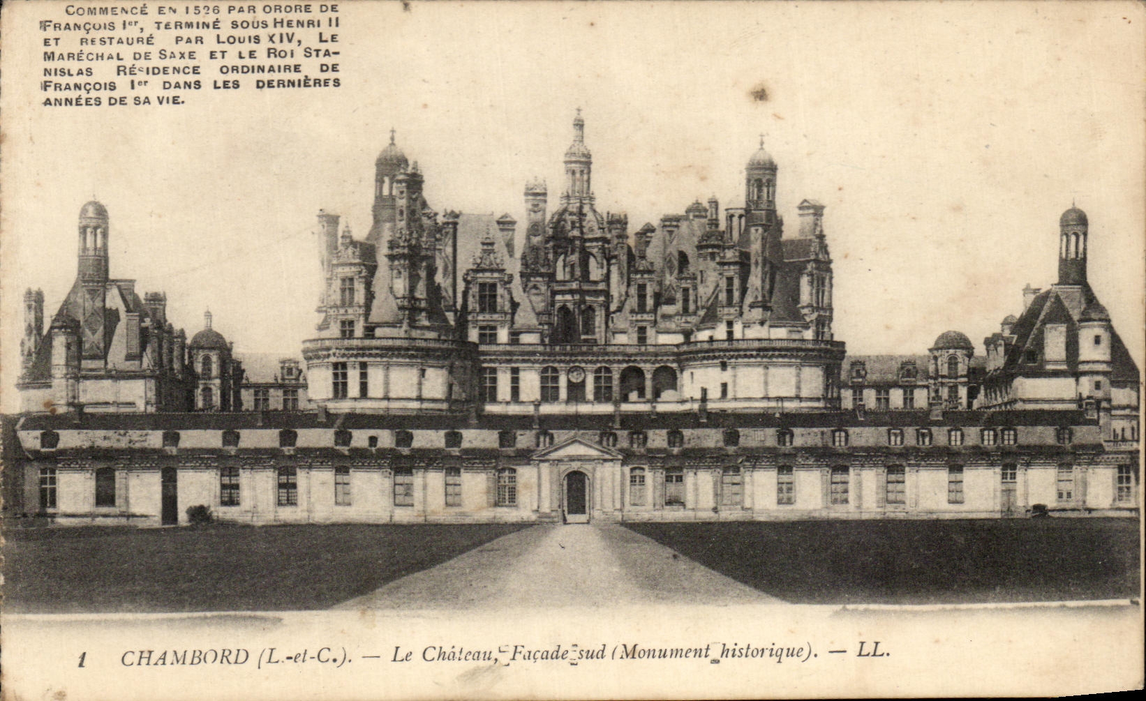 Chambord — Le Château, Façade sud (Monument historique) — LL.