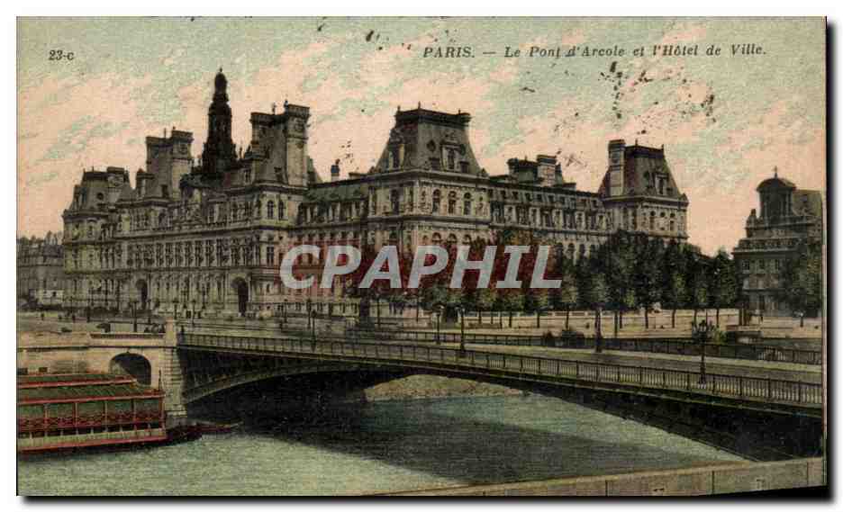 CPA Paris Le Pont d'Arcole et I'Hotel de Ville