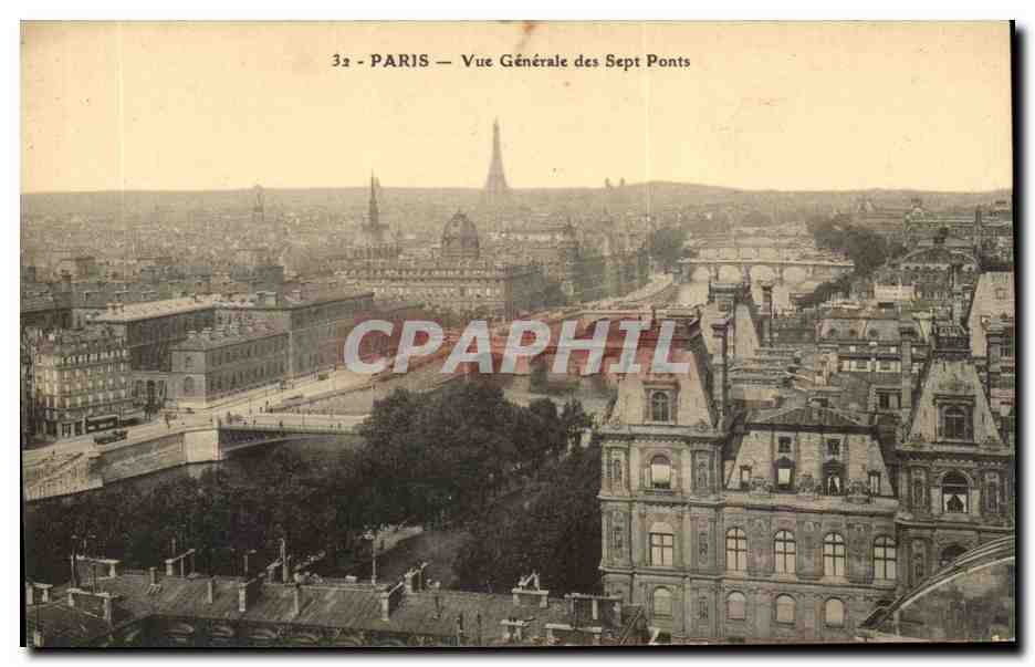 CPA Paris Vue Generale des Sept Ponts Tour Eiffel