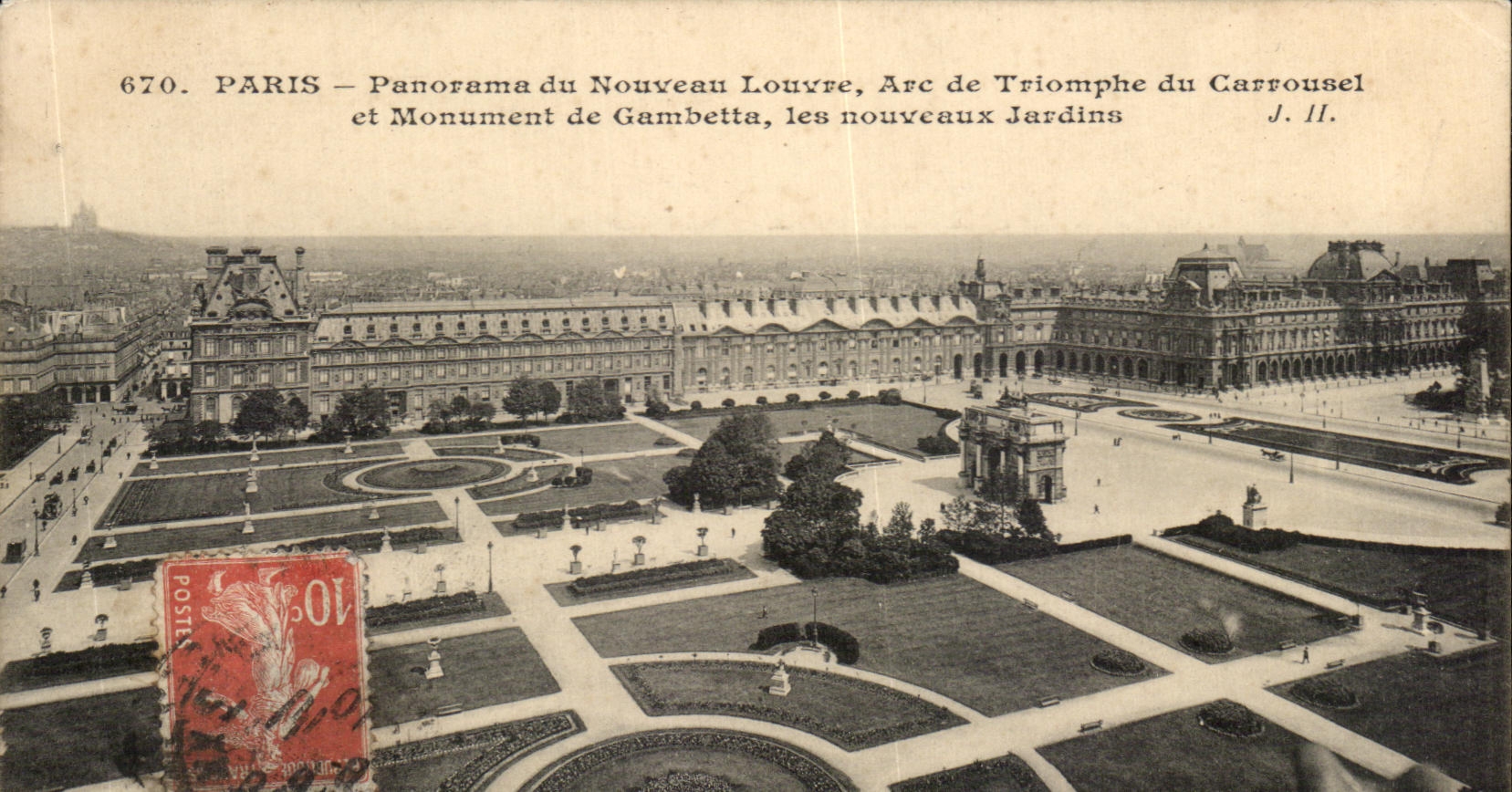 CPA Paris Panorama du Nouveau Louvre Arc de Triomphe