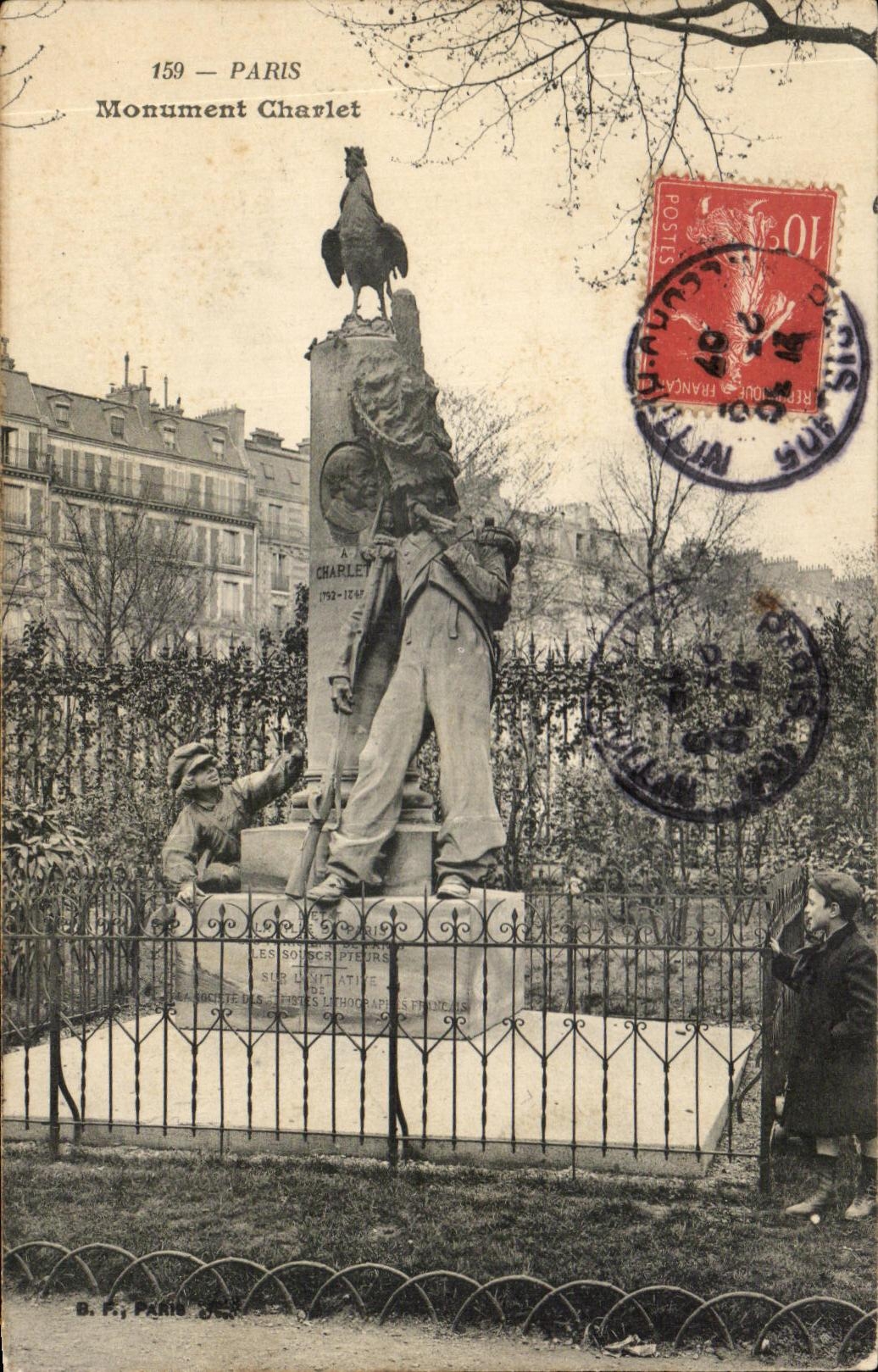 CPA Paris Monument Charlet Militaria Coq gaulois 