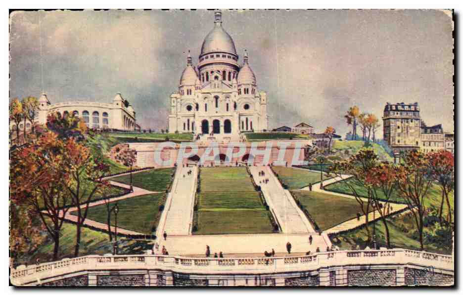 CPA Paris En Flanant Vue generale du sacre Coeur et de L'Escaller Monumental 