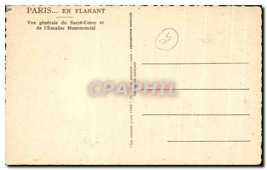 CPA Paris En Flanant Vue generale du sacre Coeur et de L'Escaller Monumental  — Rückseite